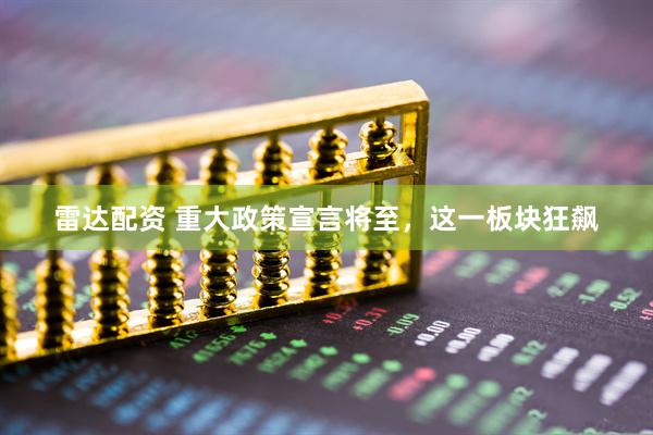 雷达配资 重大政策宣言将至，这一板块狂飙